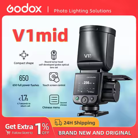 Godox V1mid V1MID TTL Camera Flash Li-ion Round Head Wireless Speedlight for Canon Sony Nikon Olympu