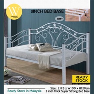 WONDERFUL ZINAT Vintage Design Day Bed Metal Single Bed Frame Super base White Color Katil Bujang Be