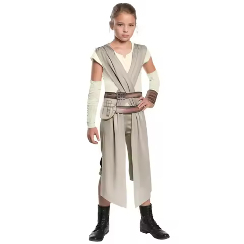 #*Star The Force Awakens Wars Rey Costume Kids Girls Fancy Dress Jedi Cloak Cosplay Halloween Costum