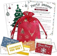 Christmas 44 Game Cards With Pass Bag, Red & Gold, Christmas Pass Game Bag Set, Funny Games To Play 