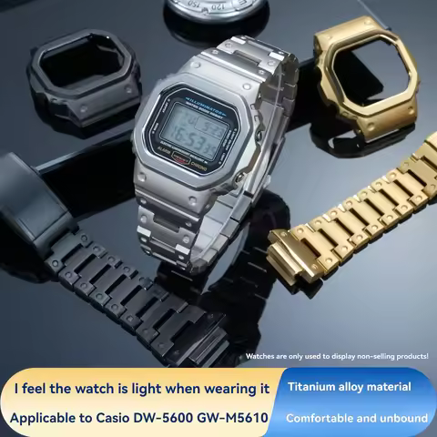 Titanium watchband+case For Casio G-shock DW5600 GW-B5600 GW-M5610 Watch strap 5600 5610 Titanium al