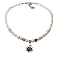 Alpenflüstern Traditional bavarian pearl necklace Fiona with rhinestones Edelweiss small, Ladies cos
