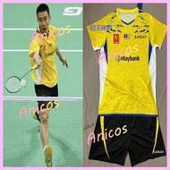 Lee Chong Wei Malaysia National Team Badminton Uniform Quick Dry Mens Womens Short Sleeve Set Classi