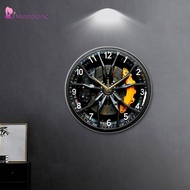 [Menolana] Quiet Car Wheel Hub Wall Clock Lightweight Acrylic 30cm Decorative Clock for Office Bedro