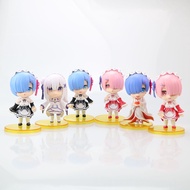 10cm 6pcs Anime Re:Zero Starting Life in Another World Rem Doll Model Figure Xmas toys Gift Mini Rem Ram Emilia Doll Mini Figure