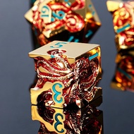 Metal dice 7 Pack Premium Metal D&D Dice Set with Octopus Design for DND, Pathfinder, RPG Tabletop G