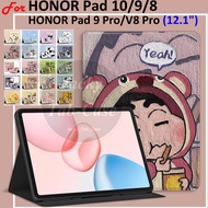 For HONOR Pad 10 9 8 V8 Pro 12.1 inches Fashion Cartoon Pattern Flip Stand Cover HEY3-W00/W10 ROD-W0