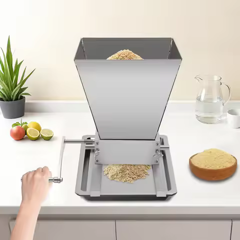 4L Grain Mill Grinder,Stainless Steel Manual Malt Crusher Hand Crank/Electric Drill Grain Grinder Mi