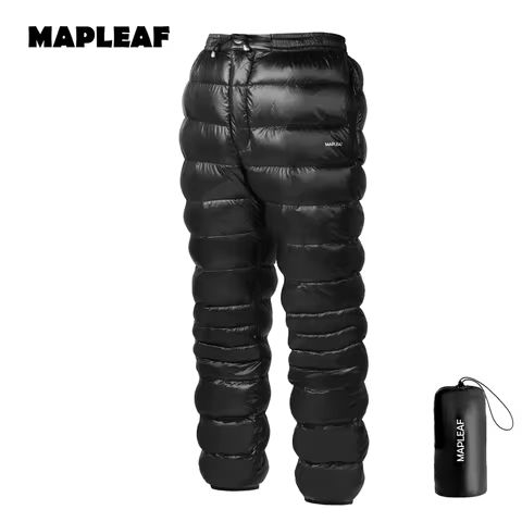 MAPLEAF Winter Pants Ultralight Warm Down Trousers Windproof Hiking Trousers 800FP Waterproof Hiking