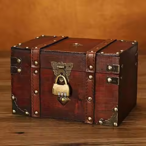 European Style Retro Wooden Lockable Storage Box Home Storage Box Wooden Box Decorative Decorations 