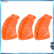 3Pcs Simulation Salmon Model PVC Food Prop Orange for Photography Decor