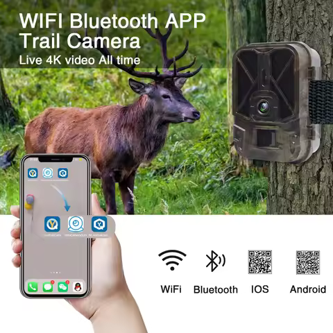 Live Stream Trail Camera 4K Video 30MP WiFi APP Bluetooth Hunting Cameras With 8000mAh Li-Battery Ni