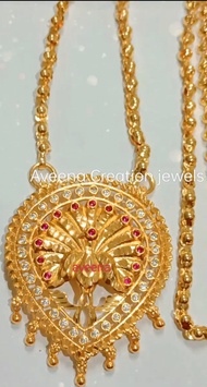 Premium 1st quality Big Peacock Pendent with Parupu Chain 30inch Gold Plated NOT 916 bukan emas