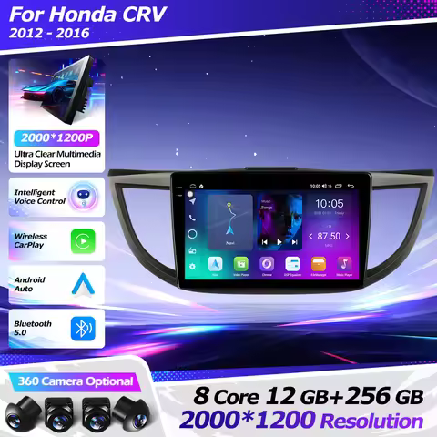 Android 16 2000*1200P For Honda CRV CR-V 2012-2016 Car Radio Auto Wireless Carplay Multimedia Player