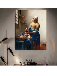 Diy 5d鑽石畫套裝 Johannes Vermeer 藝術作品 '牛奶女工' 全鑽石拼貼十字繡套裝,適用於家居裝飾和手工藝