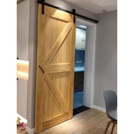 Pintu barn kayu padu, pintu gelongsor vintaj untuk bilik mandi, pintu bilik tidur, pintu dapur denga