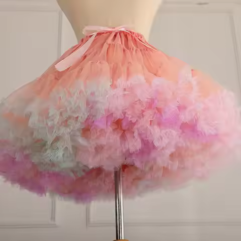 Lolita Style 55cm Short Petticoat Cotton Candy Cloud Boneless Soft Tulle Fluffy Underskirt Puffy Hal