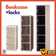 (𝗣𝗣 𝗛𝗢𝗠𝗘 𝗙𝘂𝗿𝗻𝗶𝘁𝘂𝗿𝗲) Bookshelf with lock, almari buku, H183x41x35cm(5 tiers)SKU:SBC0009