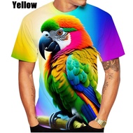 3D parrot print men's and women's short-sleeved shirt crew neck blazer casual fashion