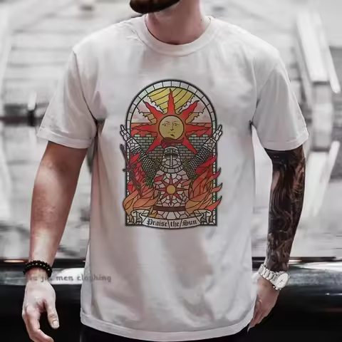 Men Dark Souls Church of the Sun T-Shirt Praise the Sun Youth Tees Cotton New Summer T Shirt Fashion