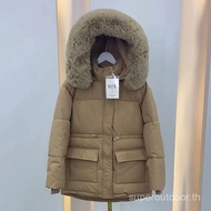 Mfl New Down Cotton Jacket Women Short Korean Style Slimming Drawstring Thick Hood Big Fur Collar Co