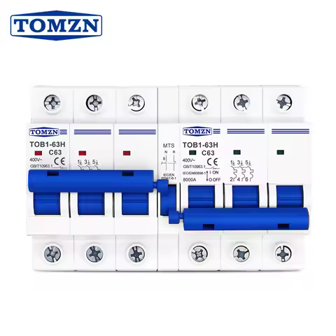 TOMZN 3P + 3P MTS AC Dual Power Manual Transfer Switch Circuit Breaker MCB 50Hz/60Hz 63A