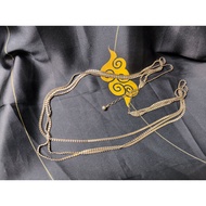 3-Strap Necklace Block Pattern Silver Second Hand Women's Fashion Products