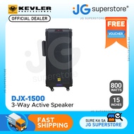 KEVLER DJX-1500 15" 800W 3-Way Full Range Party Boom Box Rechargeable Active Trolley Speaker with Du