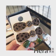 【Hera赫拉】簡約豹紋水晶蝴蝶結髮夾/鴨嘴夾-2色 深棕豹紋
