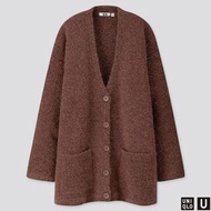 Uniqlo U系列 豆沙紫 羊毛混紡毛呢 針織大衣