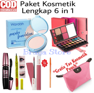 Paket Kosmetik Wanita Lengkap Murah 1 Paket / Paket Bedak Wardah 6 in 1 - Bedak - Eyeshadow - Maskar