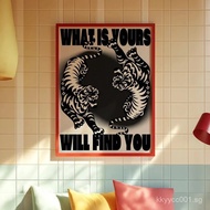 Tiger Poster, 70s Poster, Aesthetic Art, Black Wall Art, Trendy Art Print, Vintage Poster, Psychedel