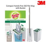 3M Scotch Brite Compact Hands-Free 360 Flat Microfiber Mop with Bucket (HFB002) Choose from MOP SET or REFILL (2PC) ONLY