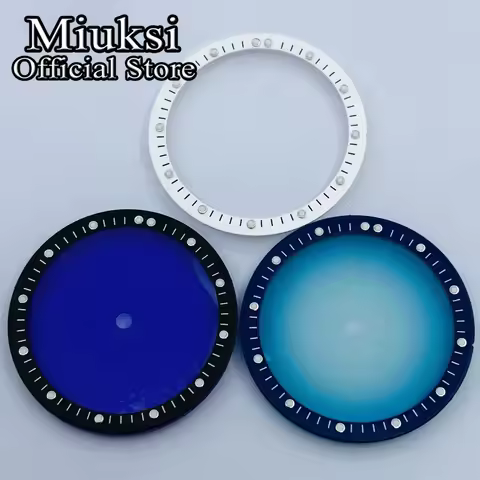 Miuksi 28.5mm black blue white transparent dial plastic movement bezel fit NH35 NH36 NH38 NH39 NH70 
