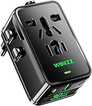 Tiny Universal Travel Adapter, 30W GaN Fast Charging International Power Adapter with 4 Ports (1 AC,