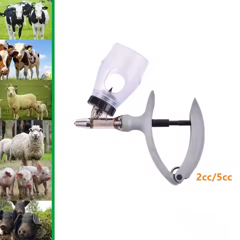 Veterinary Continuous Syringe, Adjustable Vaccine Injector, Bottle-mounted Injection Syringe 2ml,5ml