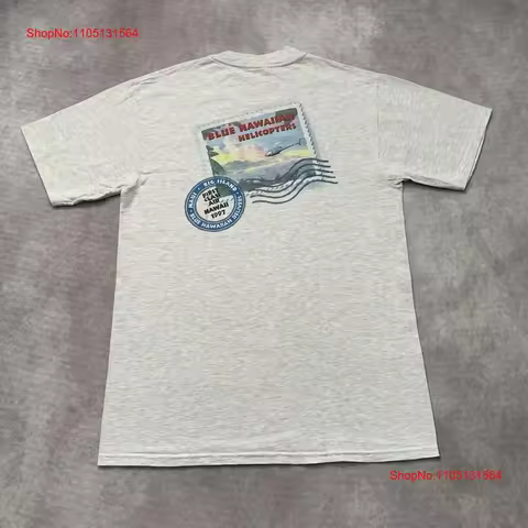 Vintage 90s Blue Hawaiian Helicopters T Shirt Size M Maui Surf Beach TV vintage Washed fashion Sligh