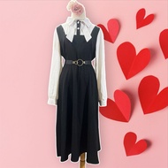 Long black and white chiffon dress (N100 E80-82 D116) classic 2hand size L (not including bet)