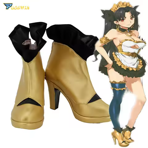 FGO Fate Grand Order Ishtar Cosplay Shoes High Heel Golden Boots Custom Made
