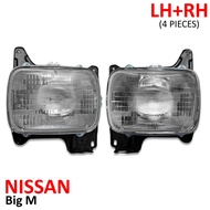 ชุด เบ้าไฟหน้า+เสื้อไฟหน้า ทรงเหลี่ยมใหญ่ 1 ชุด สีโครเมี่ยมใส สำหรับ Nissan Big-M D21 Hardbody Picku