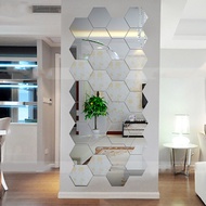 Hexagonal 3D Mirrors Wall Stickers Home Decor Mirror Wall Sticker 10*10cm