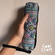 Hmong Cloth Bag Cylindrical Shape (Pure Cyan Color)