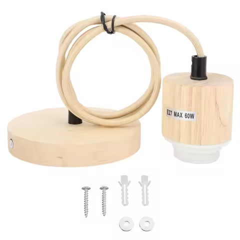 E27 E26 Wooden Pendant Light Bulb Holder Vintage Lighting Accessory Wooden Ceiling Pendant Light Bas