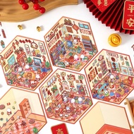 3 Pcs [Happy New Year Series] 3D Waterproof Landscape Stickers New Year Shopping List Cartoon Fortun