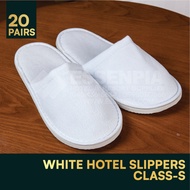 20 PAIRS CLASS S - WHITE HOTEL DISPOSABLE SLIPPER
