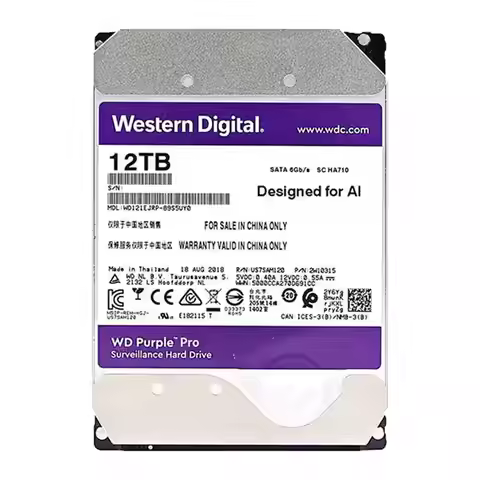 WD Purple 12TB HDD Surveillance Internal Hard Drive Disk 3.5" Cache HD SATAIII 6Gb/s Harddisk for CC