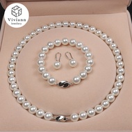 Viviann 10mm Shell Pearl Necklace Jewelry Set Baroque Pearl Necklace Bracelet Earring For Women Fine