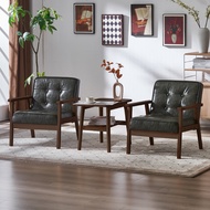 CNF Elegant 1-Seater Nordic Style Leather Sofa with Wooden Frame - Comfortable Modern Living Room Fu