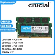 สำคัญ8GB 4GB DDR3 1866Mhz 1600Mhz 1333Mhz 1066Mhz แล็ปท็อป RAM PC3-14900 12800 10600 8500 DDR3 1.5V 204pin SO-DIMM หน่วยความจำสำหรับโน๊ตบุ๊ค