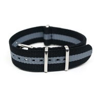 Watch Strap - Nato Nylon Strap 18mm 20mm 22mm Black Grey Black stripes Nato Strap 02RR